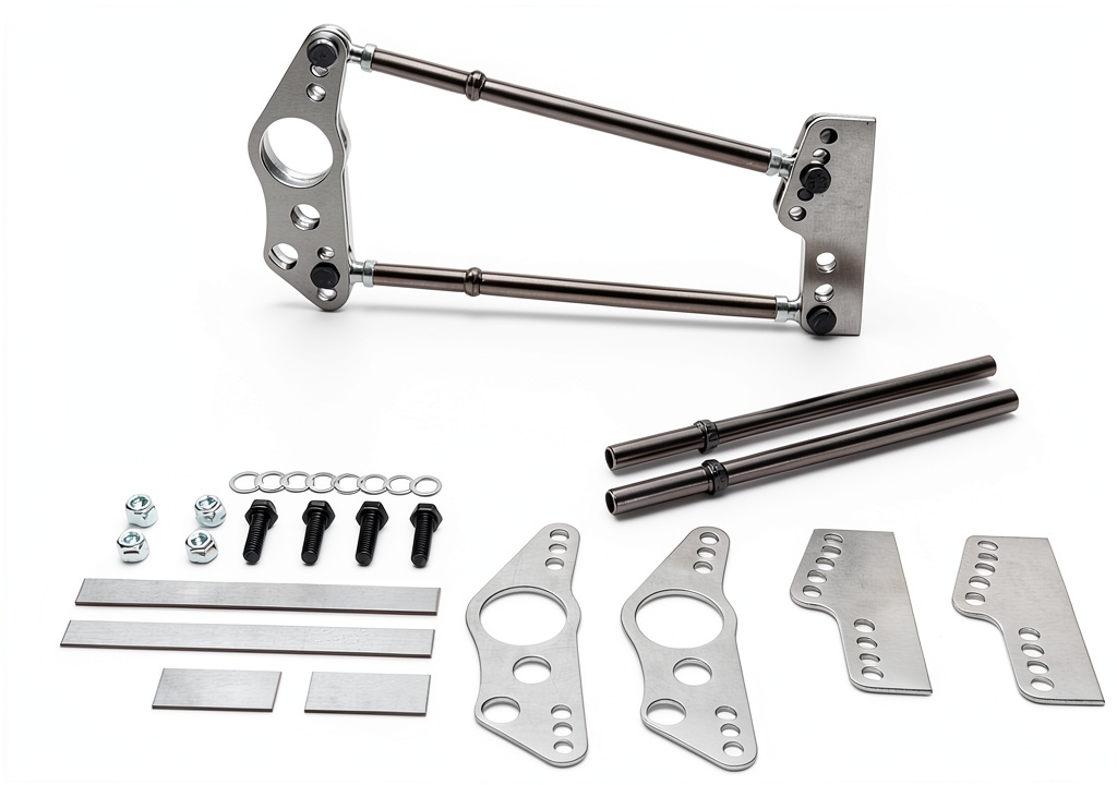 Installing Competition Engineering sway bar link kit on a wooden garage bench