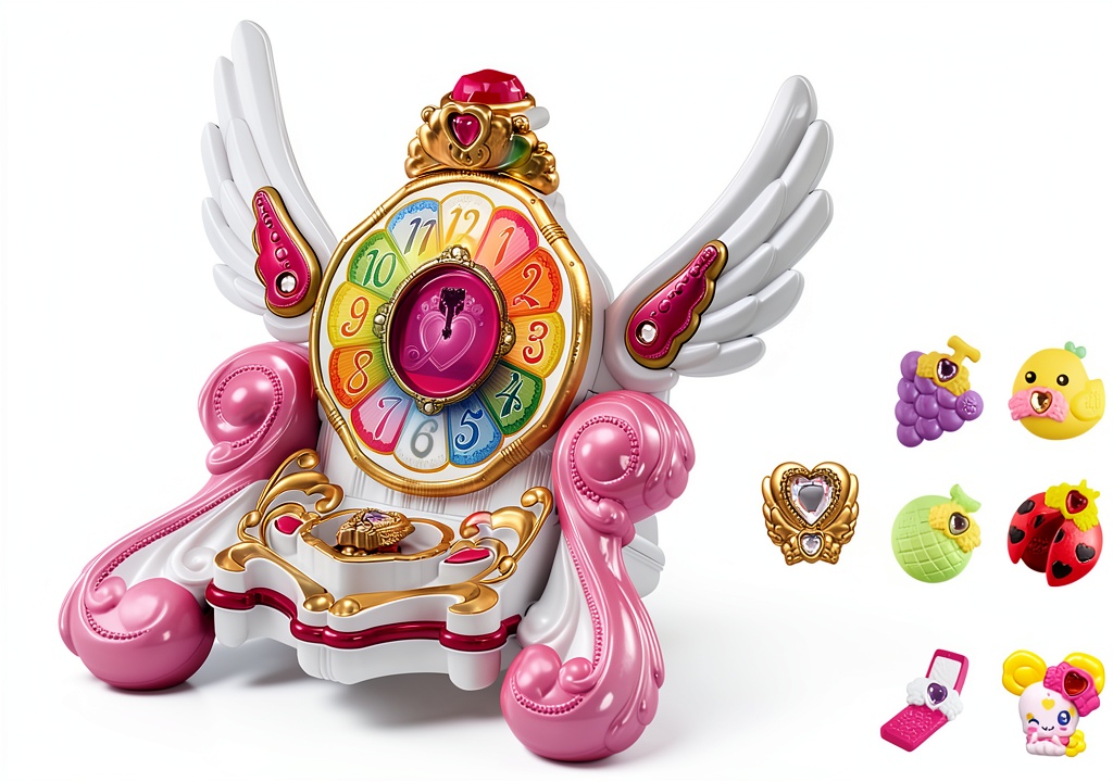 Installing Bandai Girls Teaching Clock Toy AA Battery Powered on a wooden desk