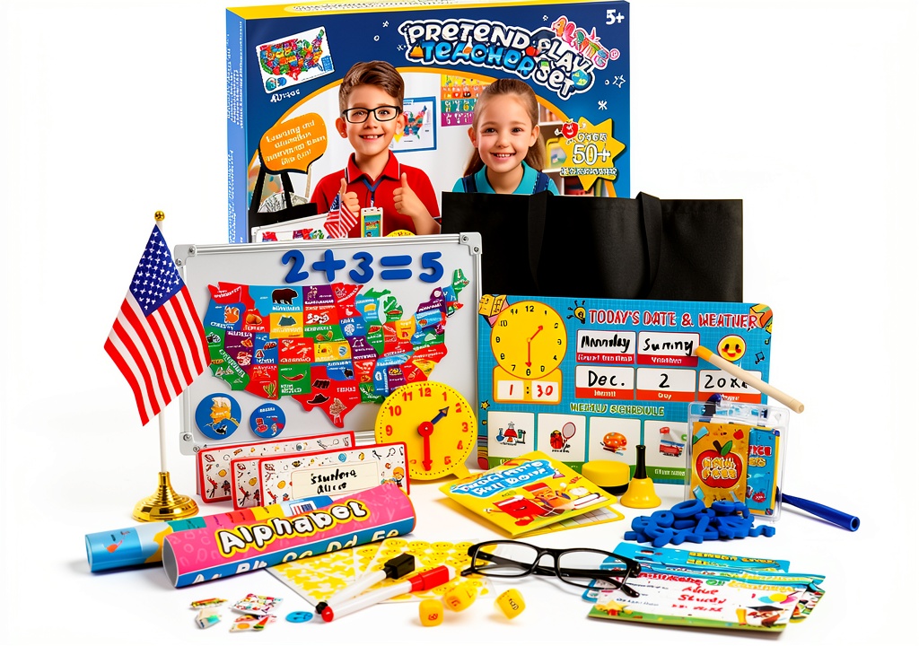 Child arranging magnetic USA map on classroom board