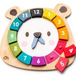 Bear Clock Tender Leaf Wooden Toy for Kids-0