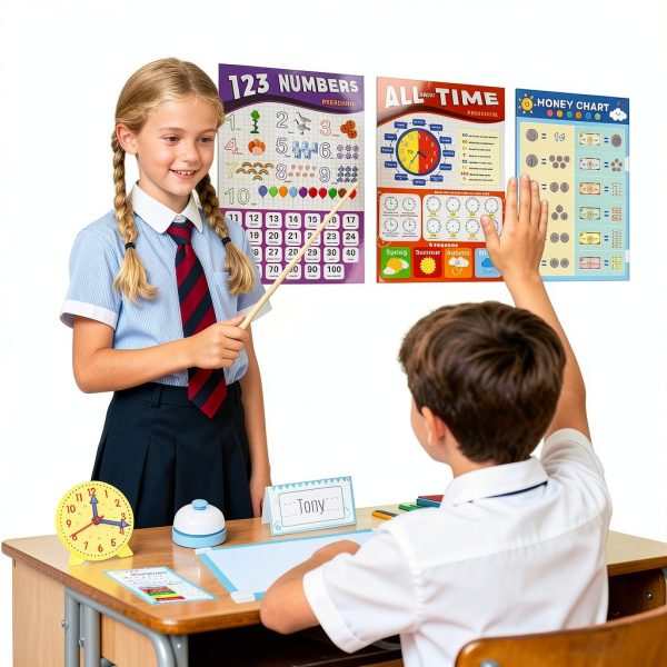 Gifts2U Teacher Play Set Classroom Kit with Whiteboard Clock Money-6