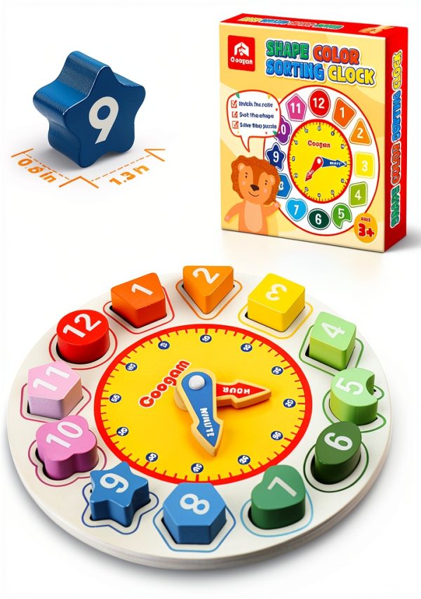 Coogam Wooden Teaching Clock Toy for Toddlers-7