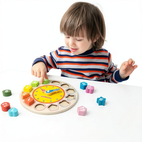 Coogam Wooden Teaching Clock Toy for Toddlers-4
