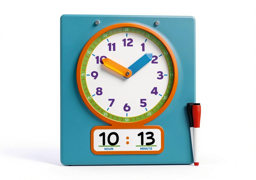 Child using SCRIBBLEDO learning clock in a classroom