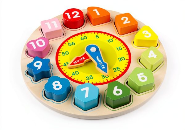 Coogam Wooden Teaching Clock Toy for Toddlers-2