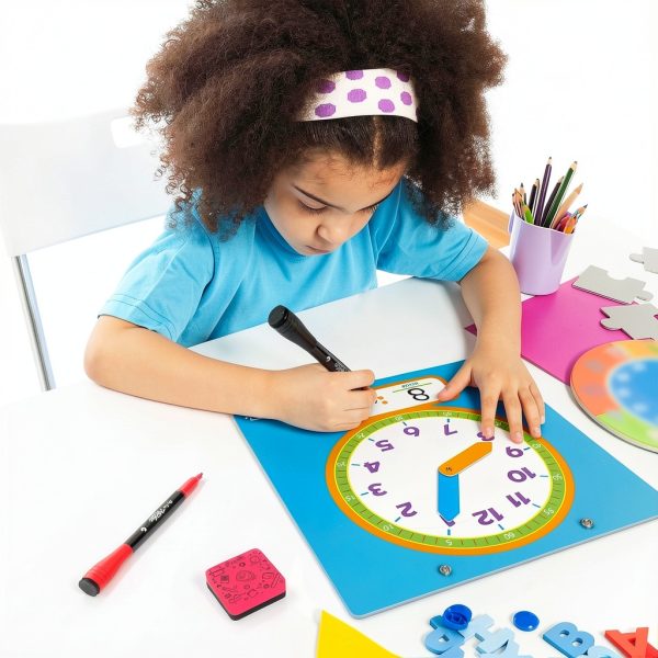 Kids Learning Clock SCRIBBLEDO Laminated Dry Erase-5