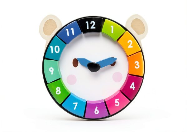 Bear Clock Tender Leaf Wooden Toy for Kids-4