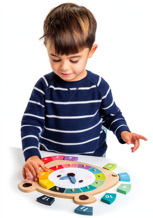 Bear Clock Tender Leaf Wooden Toy for Kids-1