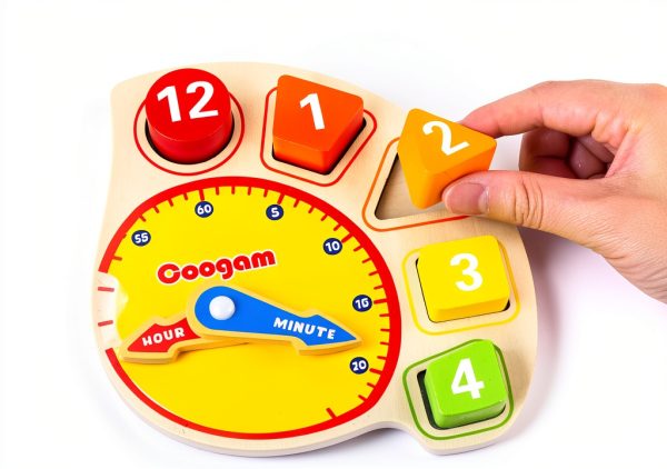 Coogam Wooden Teaching Clock Toy for Toddlers-1