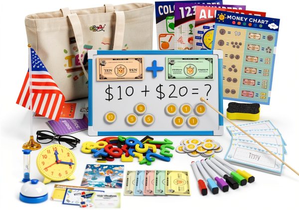 Gifts2U Teacher Play Set Classroom Kit with Whiteboard Clock Money-0