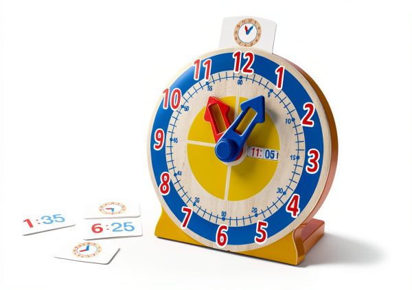 Melissa & Doug Teaching Clock with Display, Time Cards Slot, Ages 4-7-7