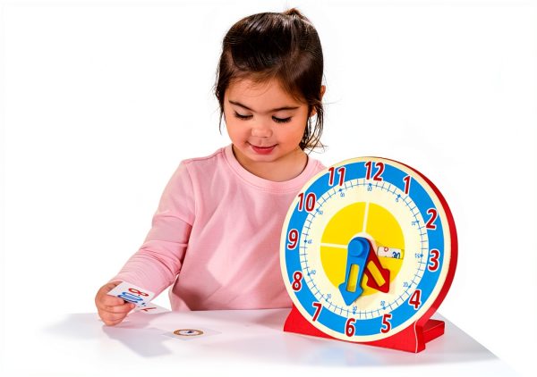 Melissa & Doug Teaching Clock with Display, Time Cards Slot, Ages 4-7-1