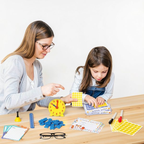 Teaching Clock Kit with Whiteboard, Markers, Props Alritz Bag-006-3