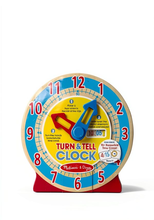 Melissa & Doug Teaching Clock with Display, Time Cards Slot, Ages 4-7-5