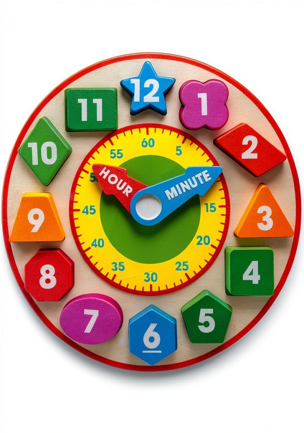 Melissa & Doug Wooden Teaching Clock with Removable Number Pieces-0