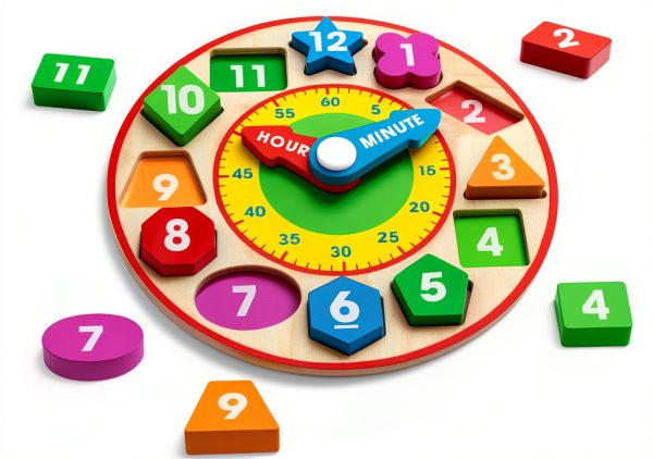 Melissa & Doug Wooden Teaching Clock with Removable Number Pieces-3