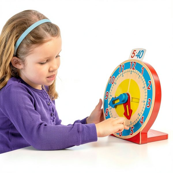 Melissa & Doug Teaching Clock with Display, Time Cards Slot, Ages 4-7-4