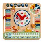 TOOKYTOY Wooden Calendar Clock with Weather Chart for Kids 3-8-0