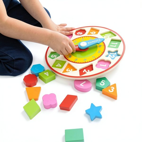 Melissa & Doug Wooden Teaching Clock with Removable Number Pieces-7