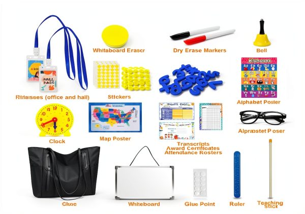 Teaching Clock Kit with Whiteboard, Markers, Props Alritz Bag-006-4