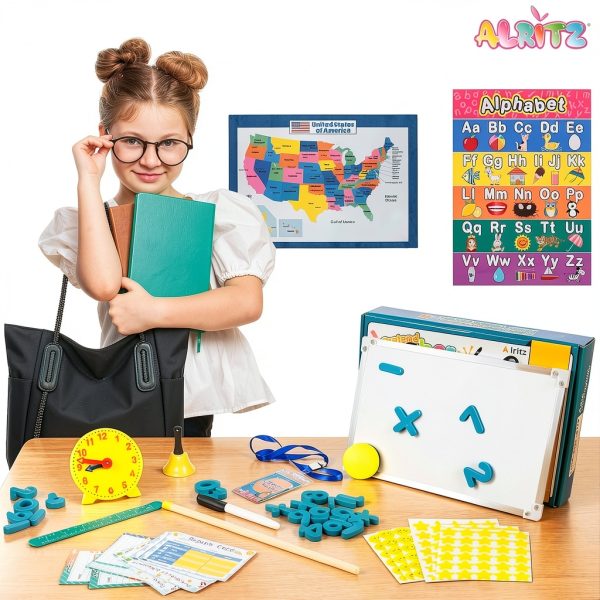 Teaching Clock Kit with Whiteboard, Markers, Props Alritz Bag-006-2