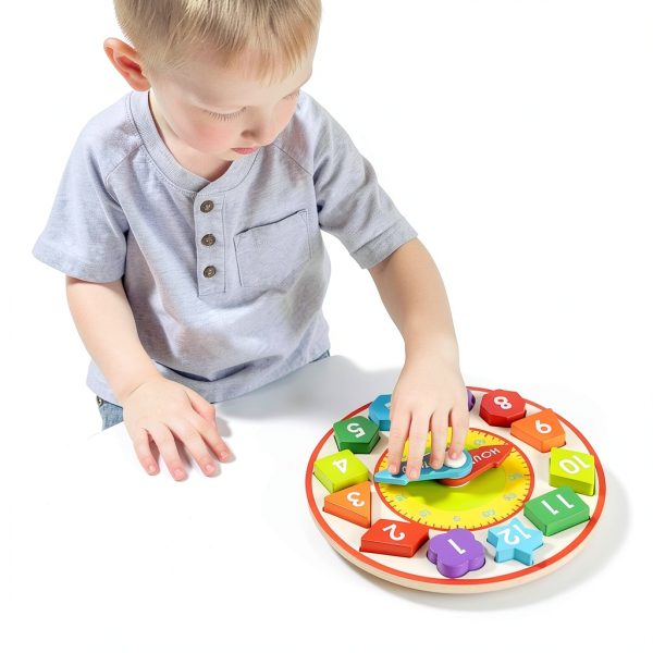 Melissa & Doug Wooden Teaching Clock with Removable Number Pieces-6