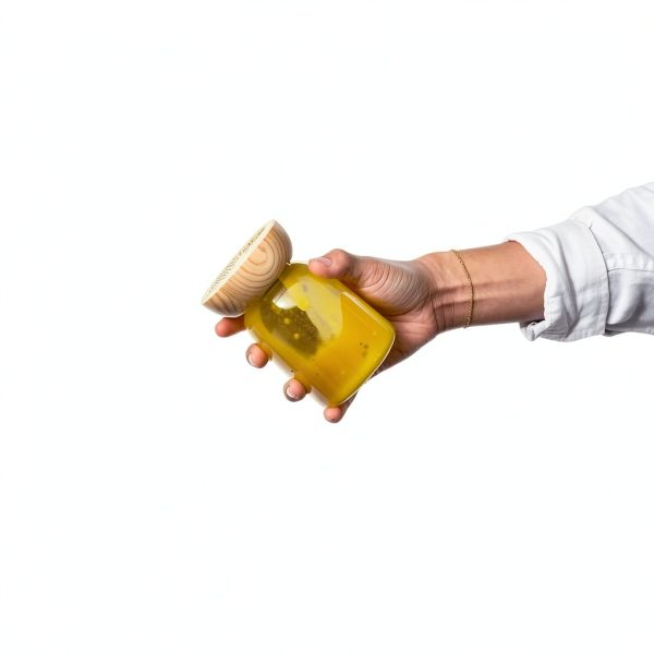 Holcomb Studio Totter Salad Dressing Shaker | Handblown Glass Mixer Ash Wood Lid & Silicone Gasket Leak-Free Emulsifying | Prep, Store & Serve Dressings Modern Minimalist Dinner Table Hostess Gift-6