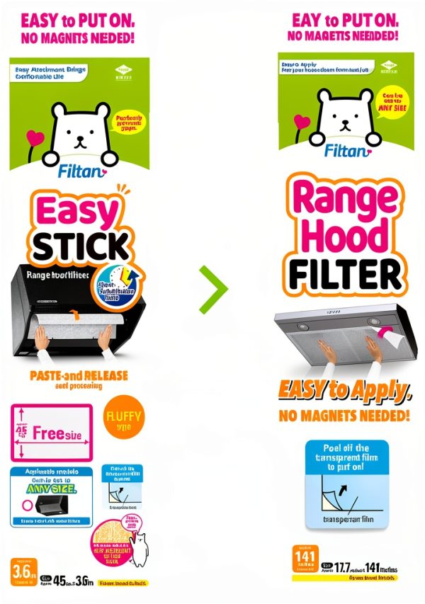 Easy Apply Range Hood Filter FILTAN 141in Peel & Stick Non-Woven-6