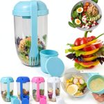 Keep Fit Meal Shaker Cup by LAWRNCH Green 1000ml Salad Container-0