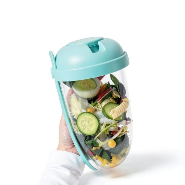 Keep Fit Meal Shaker Cup by LAWRNCH Green 1000ml Salad Container-2