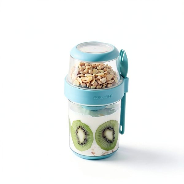 Keep Fit Salad Shaker Cup DONGUONAI White M Fork & Dressing Holder-4