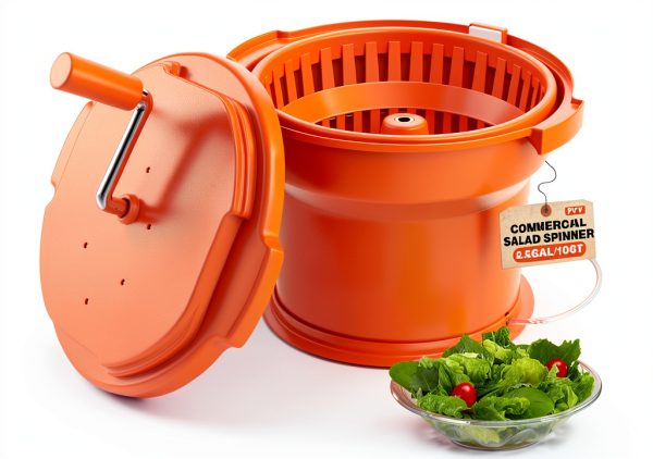 PYY 2.5 Gallon Commercial Salad Spinner - Salad Dryer w/Silicone Anti-slip Mat & Draining Hose, 10Qt Manual Salad Spinner for 3 Heads of Lettuce Spinner Large for Catering-0