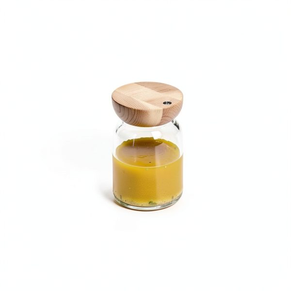 Holcomb Studio Totter Salad Dressing Shaker | Handblown Glass Mixer Ash Wood Lid & Silicone Gasket Leak-Free Emulsifying | Prep, Store & Serve Dressings Modern Minimalist Dinner Table Hostess Gift-1