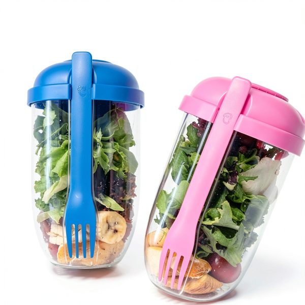 Salad Meal Shaker Cup by QHHVAIT – Airtight Container with Fork-6