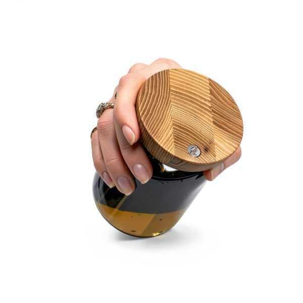 Holcomb Studio Totter Salad Dressing Shaker | Handblown Glass Mixer Ash Wood Lid & Silicone Gasket Leak-Free Emulsifying | Prep, Store & Serve Dressings Modern Minimalist Dinner Table Hostess Gift-5