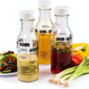 Salad Dressing Maker Clear Set of 2 by Norpro 11oz Glass Shaker-0