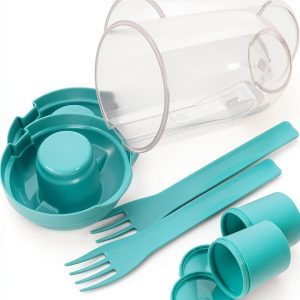 Portable Salad Shaker Cups with Fork & Dressing Holder by GREENADSCAPE-0