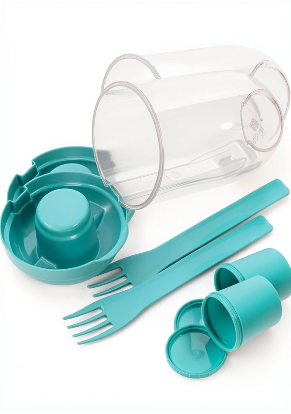 Portable Salad Shaker Cups with Fork & Dressing Holder by GREENADSCAPE-0