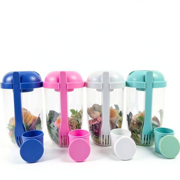 Keep Fit Meal Shaker Cup by LAWRNCH Green 1000ml Salad Container-5