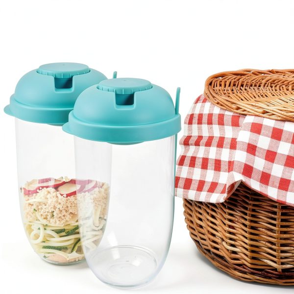 Portable Salad Shaker Cups with Fork & Dressing Holder by GREENADSCAPE-2