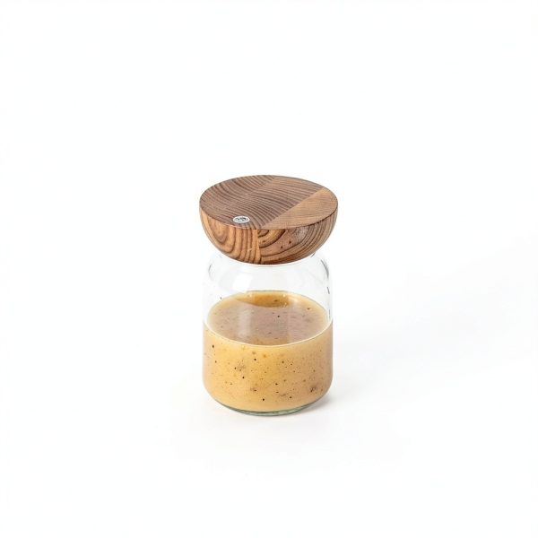 Holcomb Studio Totter Salad Dressing Shaker | Handblown Glass Mixer Ash Wood Lid & Silicone Gasket Leak-Free Emulsifying | Prep, Store & Serve Dressings Modern Minimalist Dinner Table Hostess Gift-3