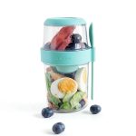 Yogurt Parfait Cups with Lids - Green Portable Breakfast and Salad Jar-0