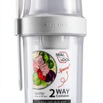 Keep Fit Salad Shaker Cup DONGUONAI White M Fork & Dressing Holder-0