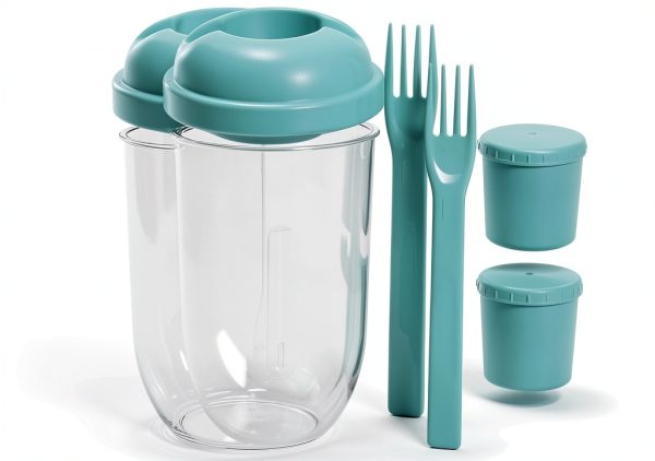 Portable Salad Shaker Cups with Fork & Dressing Holder by GREENADSCAPE-3