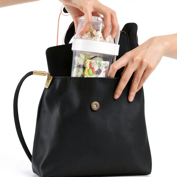 Keep Fit Salad Shaker Cup DONGUONAI White M Fork & Dressing Holder-5