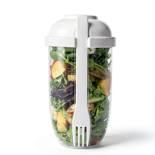 Salad Meal Shaker Cup by QHHVAIT – Airtight Container with Fork-8