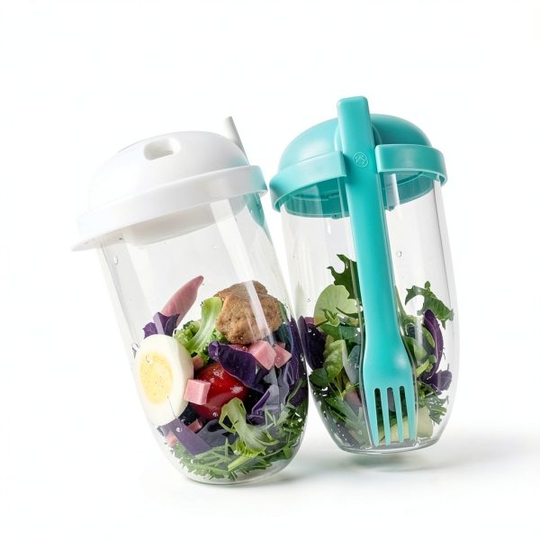 Keep Fit Meal Shaker Cup by LAWRNCH Green 1000ml Salad Container-3