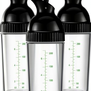Salad Shaker Lallisa 3-Piece Black 7oz for Soy Sauce Vinaigrette-0