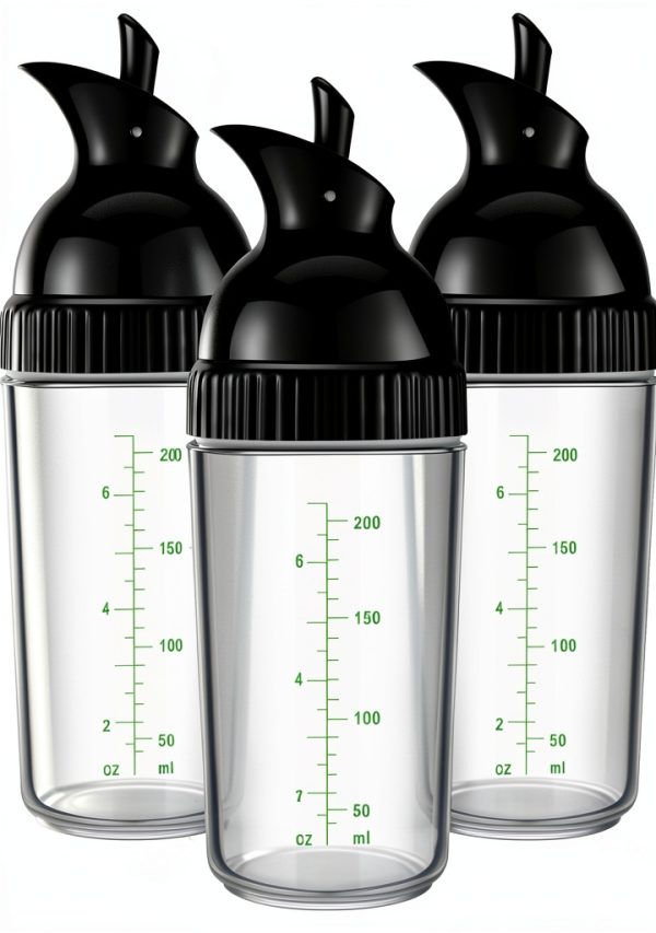 Salad Shaker Lallisa 3-Piece Black 7oz for Soy Sauce Vinaigrette-0