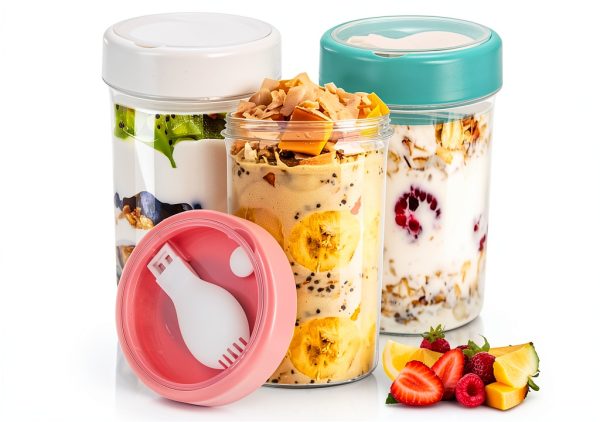 Salad Shaker Cup 3 Pack by Noamus 26oz Leak‑Proof Bottle with Fork-0